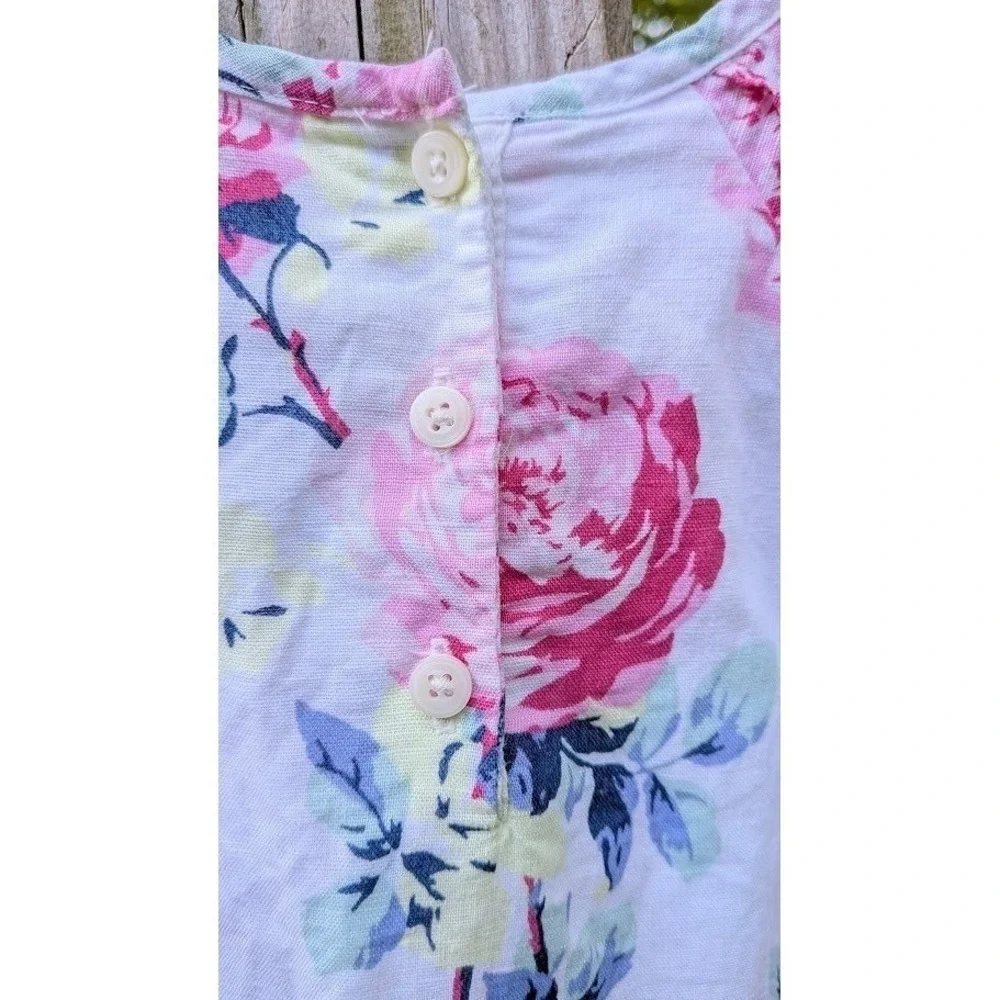 Baby Gap Toddler Girl's Dress 3T Linen Blend Bright Cabbage Rose Garden Sundress